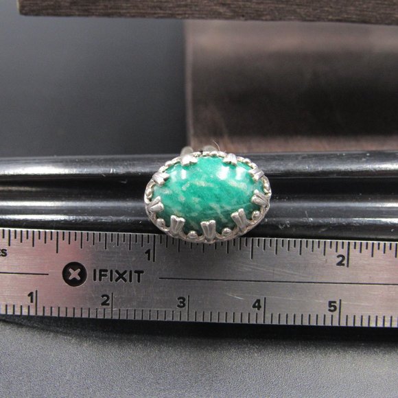Size 7 Sterling Silver Amazonite Stone Band Ring - Picture 7 of 8